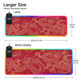 Chinese Dragon Wireless Charging Mouse Pad for Mobile Phone Extra Large Gaming Mousepad with 13 Lighting Modes Mouse Mat for Gaming MacBook Laptop Desk Home Office